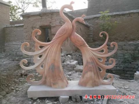 公园晚霞红抽象孔雀石雕