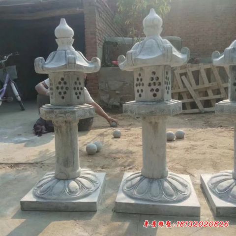 公园大理石镂空照明石灯