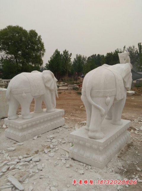 汉白玉如意元宝大象石雕
