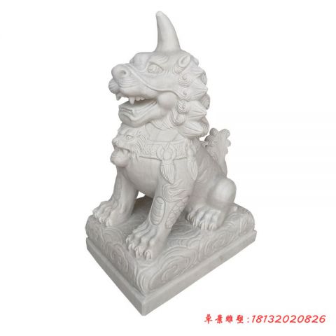 汉白玉古代神兽獬豸石雕