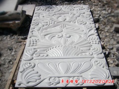 汉白玉抽象花纹石浮雕