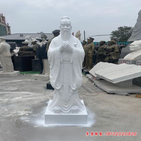 汉白玉校园孔子行教像石雕