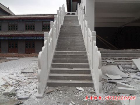 汉白玉走廊台阶栏板石雕