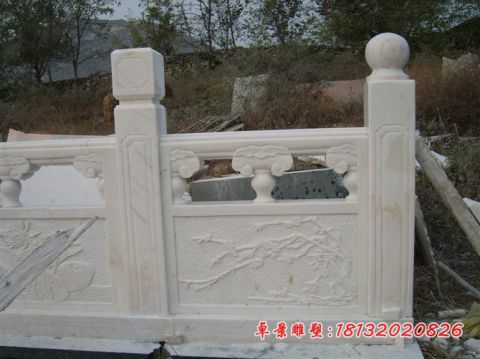 大理石植物浮雕石雕栏板