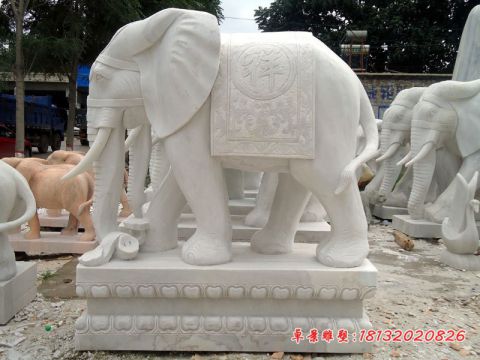 企业大理石吉祥大象石雕