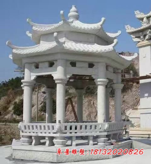 大理石双层八角凉亭