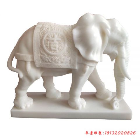 招财汉白玉小象石雕
