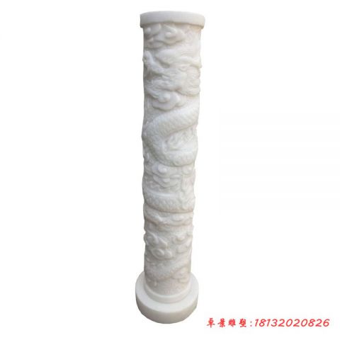 汉白玉小型石雕龙柱