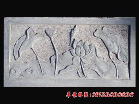 公园青石荷花石栏板