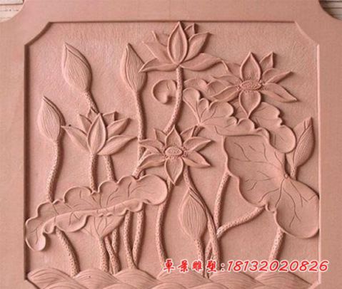 红砂岩莲花石浮雕