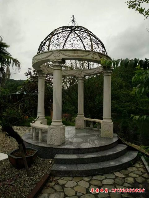 别墅汉白玉欧式石雕凉亭