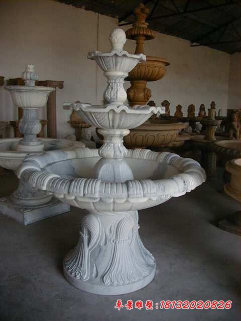 庭院大理石三层喷泉石雕