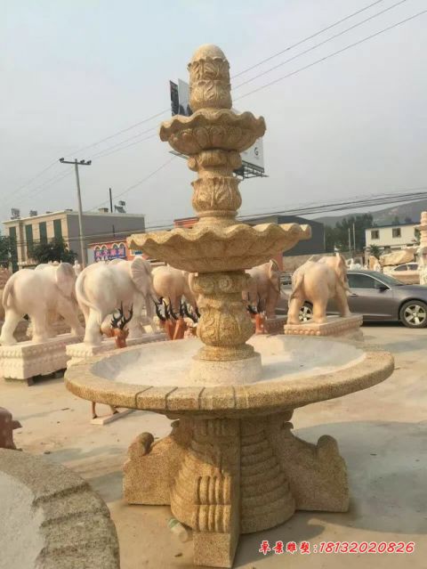 公园花岗岩三层石雕喷泉