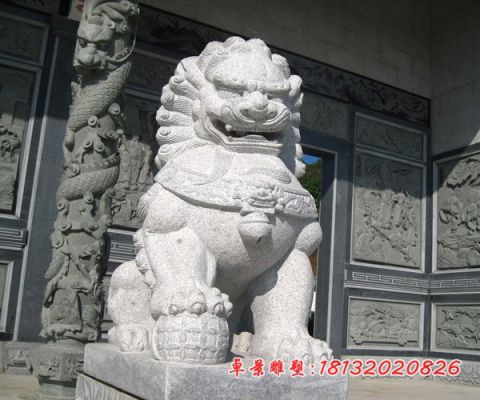 门前大理石看门石雕狮子