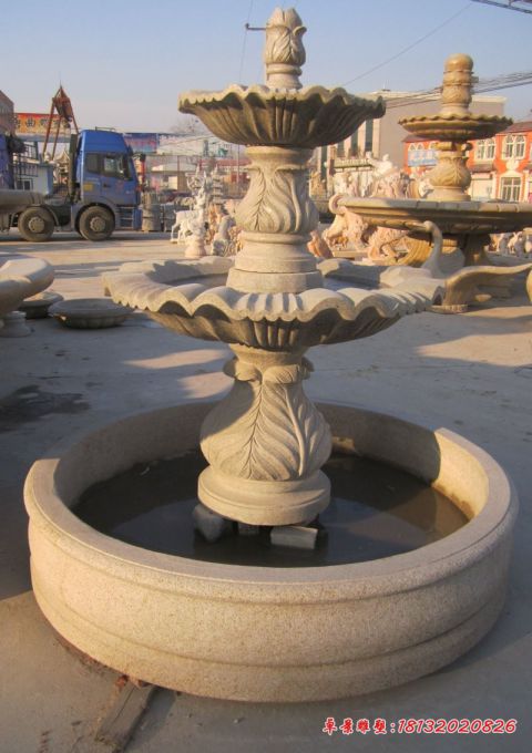 公园双层跌水盆喷泉石雕