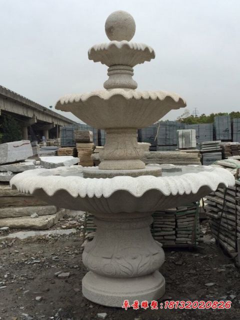 大理石三层风水球石雕喷泉