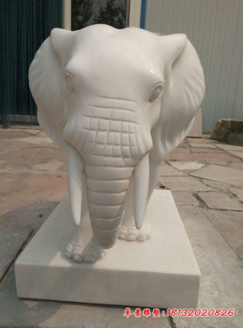 门前汉白玉小象石雕