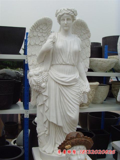 小区汉白玉四季神天使石雕