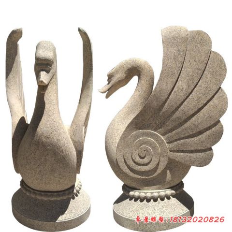 公园抽象喷水天鹅石雕