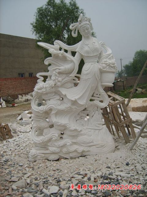 汉白玉天女散花人物石雕