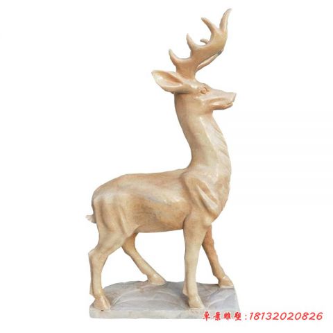 晚霞红动物梅花鹿雕塑