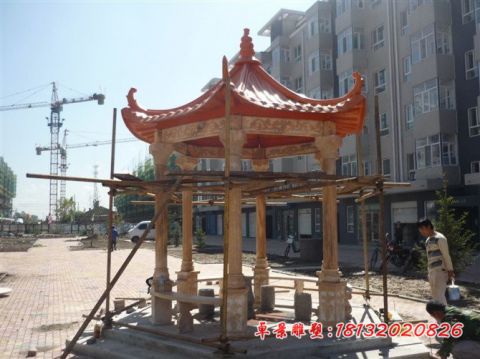 晚霞红小区石凉亭