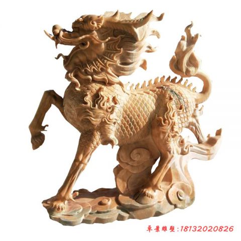 门前晚霞红祥云石雕麒麟