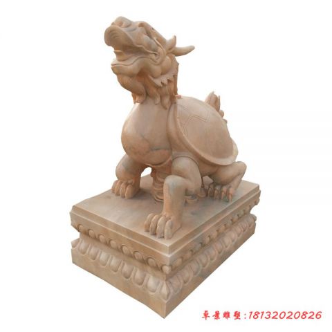 晚霞红镇宅石雕龙龟