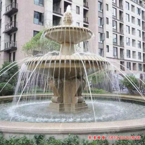 小区别墅大理石双层喷泉石雕