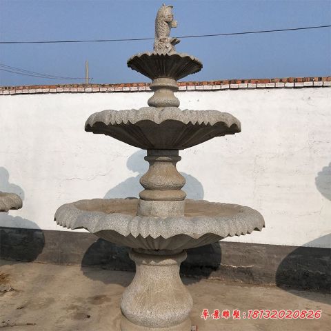 公园大理石三层石喷泉