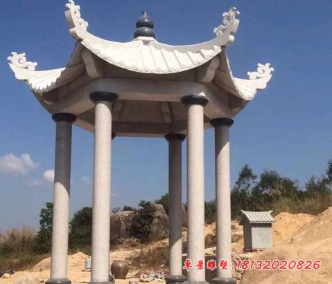 园林大理石六角凉亭