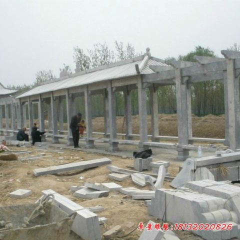 青石仿古带顶长廊石雕