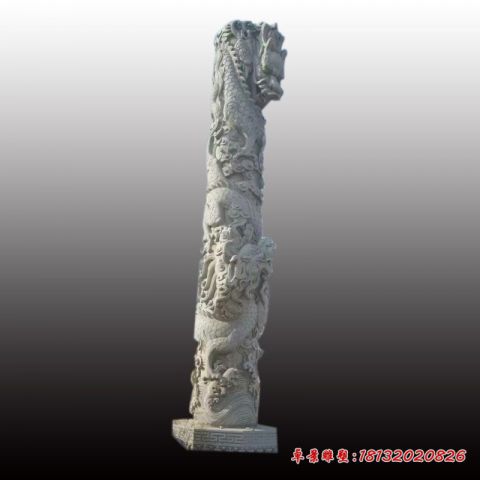 景区广场大理石龙柱石雕