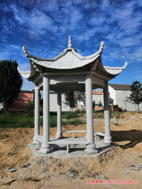 石雕六角凉亭园林景观石雕