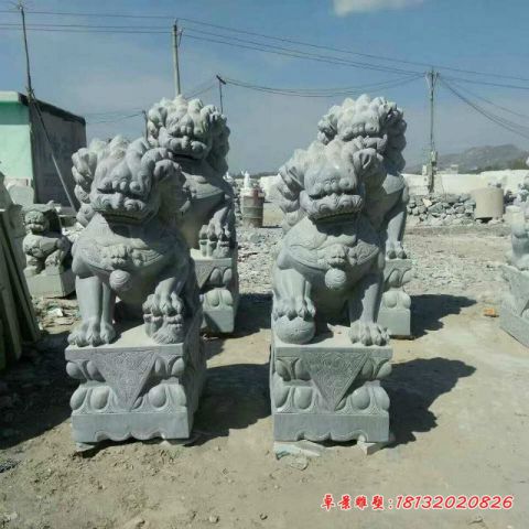 门前青石仿古狮子