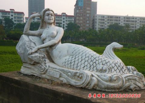 公园大理石美人鱼石雕