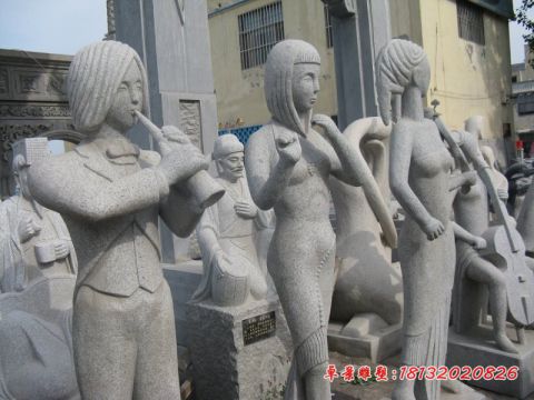大理石公园吹拉弹唱人物石雕