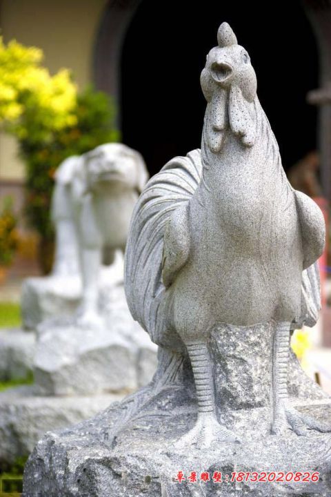 公园大理石动物公鸡石雕