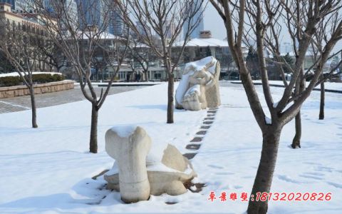 公园龟兔赛跑动物石雕