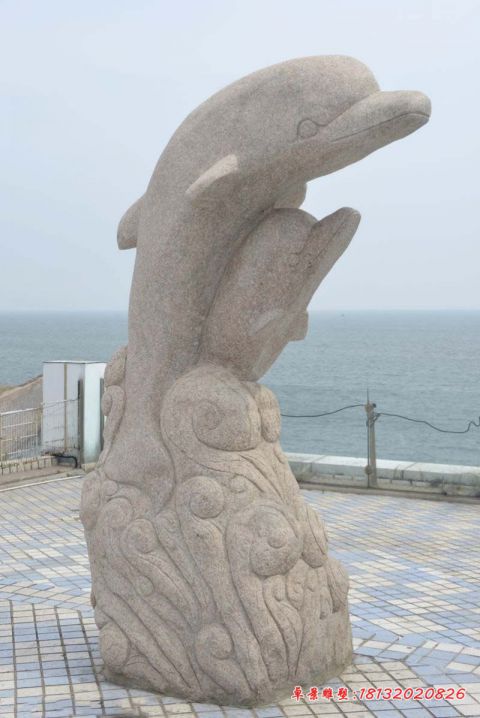 海边动物大理石海豚石雕