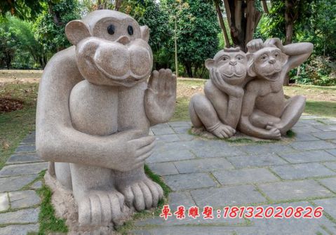 公园大理石动物猴子石雕
