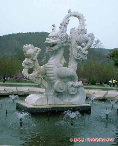 景区大理石喷水龙石雕
