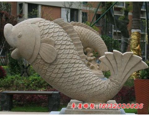 公园动物大理石喷水鱼