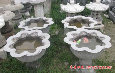 花朵形状花盆石雕