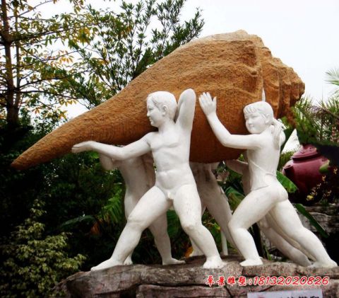 公园海螺人物石雕