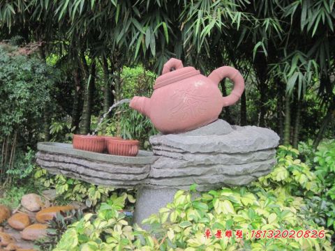 公园景观茶壶茶碗石雕