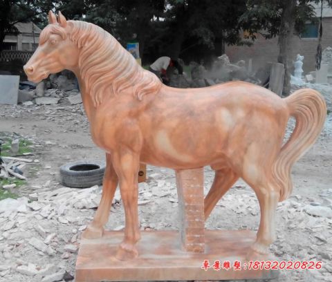 晚霞红企业石雕马