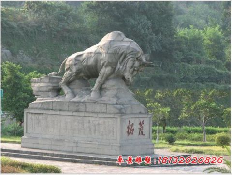 景区大理石拓荒牛石雕