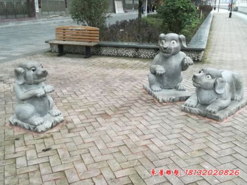 公园动物大理石小狗石雕