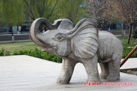 小区动物大理石大象石雕